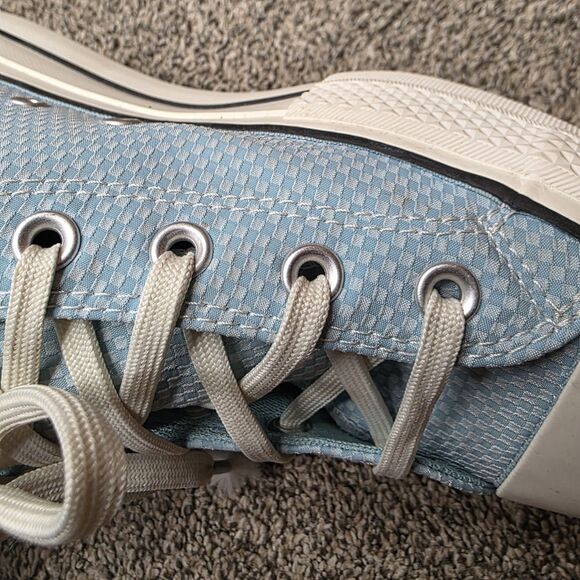 Converse Chuck Taylor All Star  High Top Shoes Size 8.5 Platform Blue Checkered - Picture 11 of 13